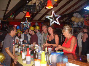 Cindy and Cherie ordering a drink