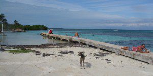 Relaxing at the split on Caye Caulker