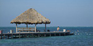 Exercising at the end of a dock San Pedro Belize