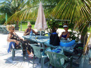 Chatting after class San Pedro Fitness Club Ambergris Caye Belize
