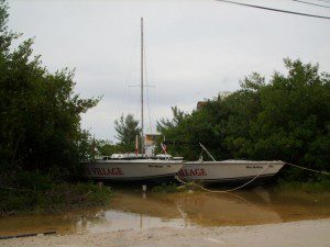 Boats parked in the canal Tropical Storm Matthew Belize