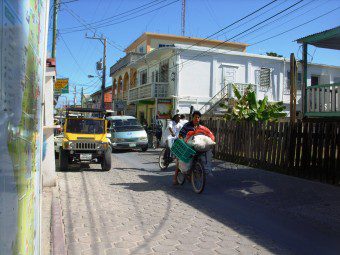 Middle street traffic Downtown San Pedro Belize