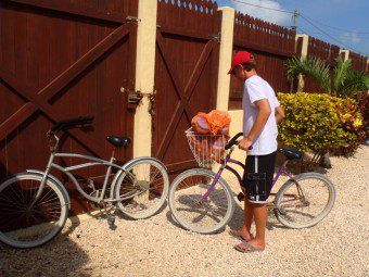 My recycled bike basket recycling Ambergris Caye