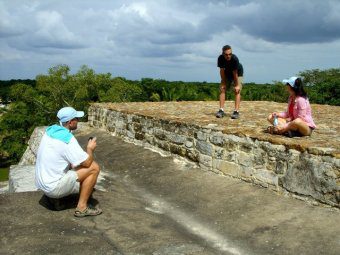 3 Friends enjoying view at Altun Ha