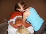 Maureen getting a massage from Carrie