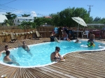 tq having lunch in the pool